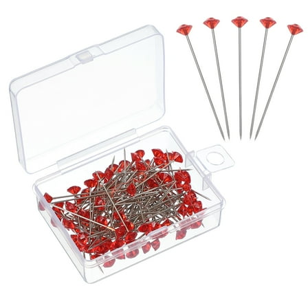 Uxcell 100pcs Bouquet Pins 1.5 Inch for Wedding Bouquet Sewing Decoration DIY Craft, Red