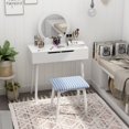 thumbnail image 2 of HOMCOM Dressing Table Vanity Table Set Make Up Table with Mirror & Stool, 2 of 10