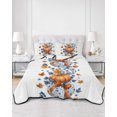 thumbnail image 2 of Quilt King Size Bedding Set, Fall Orange Blue Pumpkins Reversible Summer Quilt 3 Pieces, Thanksgiving Autumn Maple Leaves Lightweight Bedspreads Coverlets with 2 Pillow Shams for All Seasons, 2 of 5