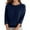 Navy, variant on Casual Solid Color Knit Pullover Sweater Round Neck Three Quarter Sleeve Soft Comfortable Lightweight