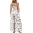 thumbnail image 3 of INSPIRE CHIC Women's Summer Casual Floral Jumpsuit Sleeveless Smocked Wide Leg Pants Boho Romper Overalls XS Beige, 3 of 6