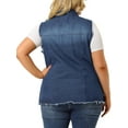thumbnail image 3 of Agnes Orinda Women's Plus Size Jean Vest Raw-Hem Sleeveless Fashion Denim Jacket 3X Dark Blue, 3 of 7