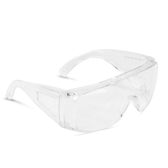 Lakeshore Trade Protective Eyewear Safety Goggles Clear Anti-fog/Anti-Scratch Safety Glasses over Prescription Glasses, Transparent Frame