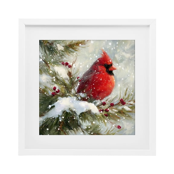 Stupell Industries Farmhouse Winter's Red Jewel White Framed Print Under Glass, 13 x 13, by Tina LeCour