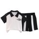 thumbnail image 1 of Odeerbi 1-7 Años Niños Niñas Conjuntos de Verano Estampado Deportivo Algodón Manga Corta Cuello Abotonado Tops Pantalones Cortos Conjunto de Dos Piezas Escuela, 1 of 4