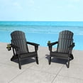 thumbnail image 4 of Pipopa Folding Adirondack Chair Set of 2 with Cup Holder,HDPE All Weather Outdoor Fire Pit Chair for Patio,Poolside,Garden,Black, 4 of 9
