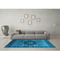 thumbnail image 3 of Ahgly Company Machine Washable Indoor Square Oriental Turquoise Blue Industrial Area Rugs, 6' Square, 3 of 4