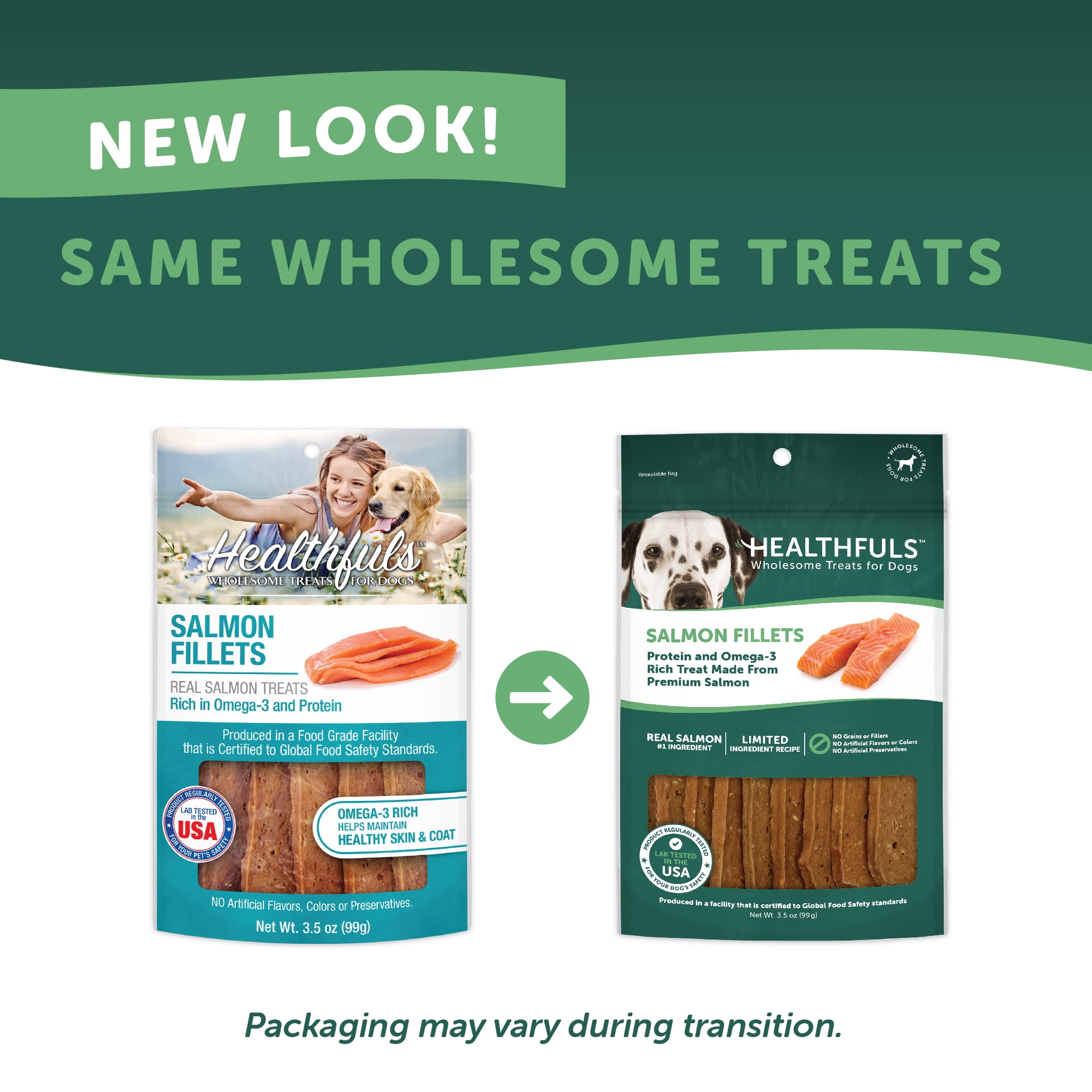 (2 pack) Healthfuls Salmon Fillet Dog Treats, 3.5oz