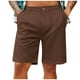 thumbnail image 1 of pstuiky Pantalones cortos para hombre, Pantalones cortos rectos de lino con múltiples bolsillos y botones para hombre, informales, de verano, de color liso, a la moda Pantalones cortos de golf, 1 of 5