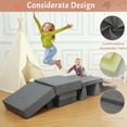 thumbnail image 4 of 8-piece modular para niños' play couch convertible para niños pequeños sofa para playroom y nursery foam muebles con removable cover dark gris, 4 of 7