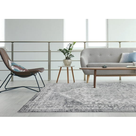 United Weavers Evolution Wraith Traditional Medallion Accent rug, Grey, 1'11" x 3'