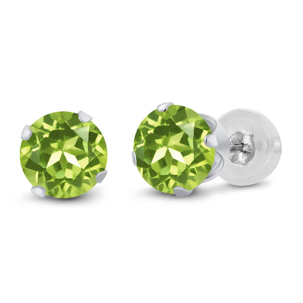 Solid 10K Gold Peridot Birthstone Solitaire Earrings Studs 5mm 