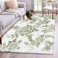 thumbnail image 3 of 3x5 Area Rugs, Sage Green Flower Non-Skid Rubber Backing Large Rectangle Rugs - Living Room Bedroom Home Office, Vintage Country Rose Leaf Floral Indoor Floor Mat Carpets Washable Rug, 3 of 9