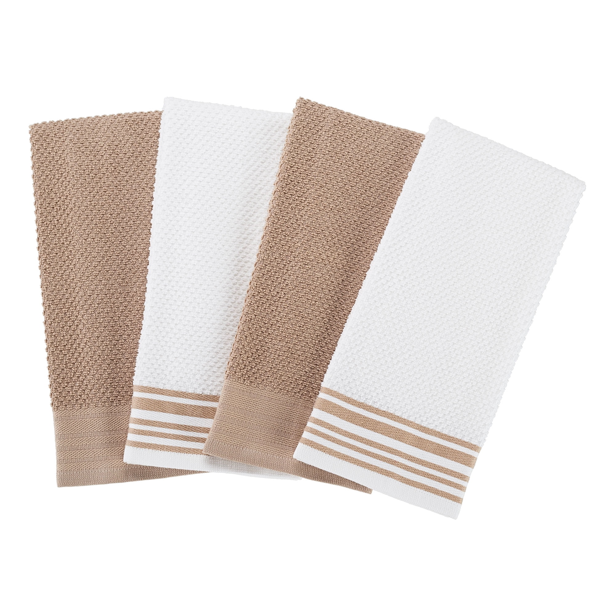 Mainstays 4-Pack 16x26 Woven Kitchen Towel Set, Brownstone