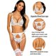 thumbnail image 5 of Conjunto de lencería de mujer con encaje Teddy Strap Babydoll Body con ligueros Xemadio WRMH-1293-20, 5 of 7