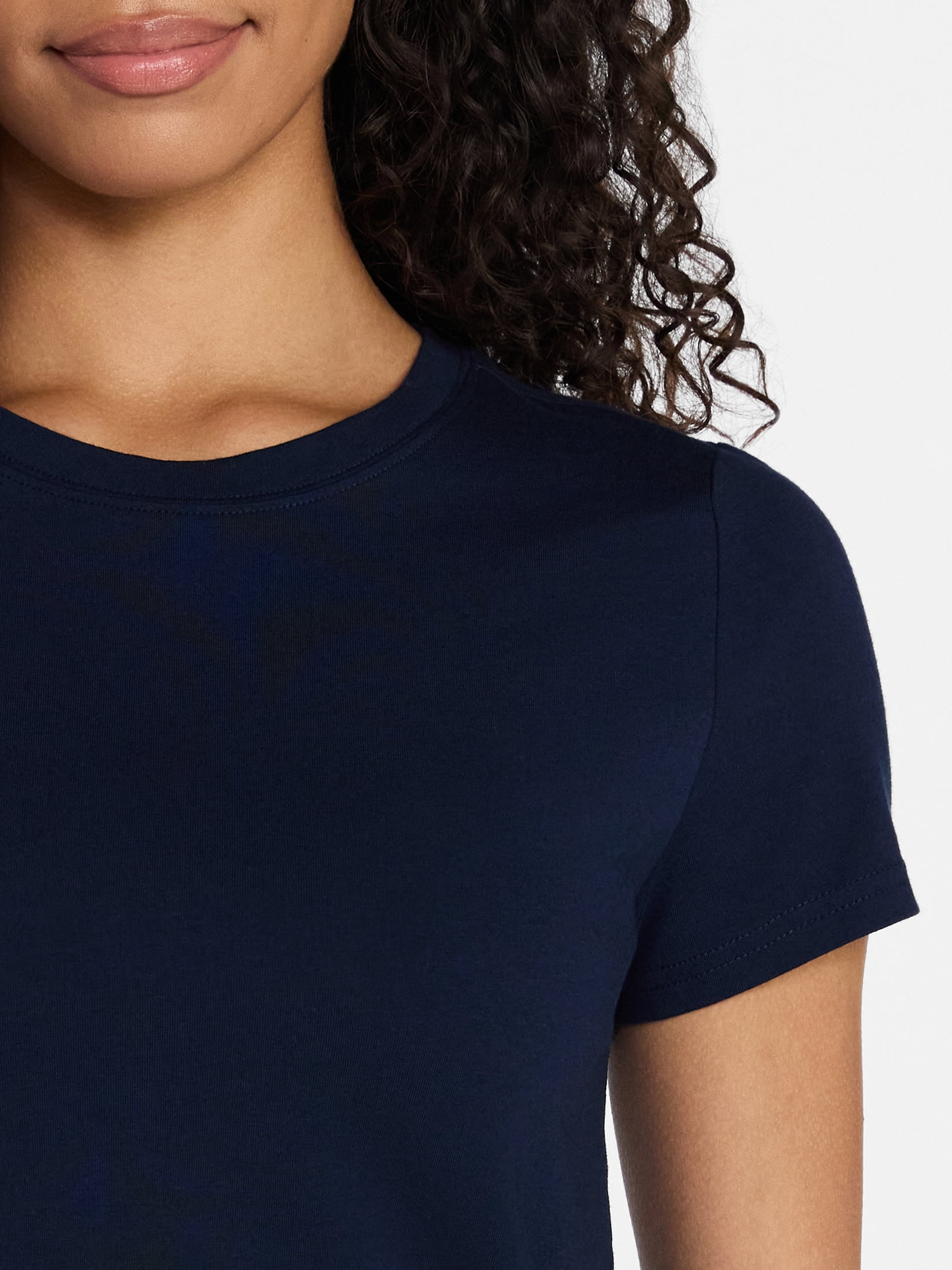 Time and Tru Women's Slim Fit Crewneck Tee with Short Sleeves, Sizes XS-XXXL