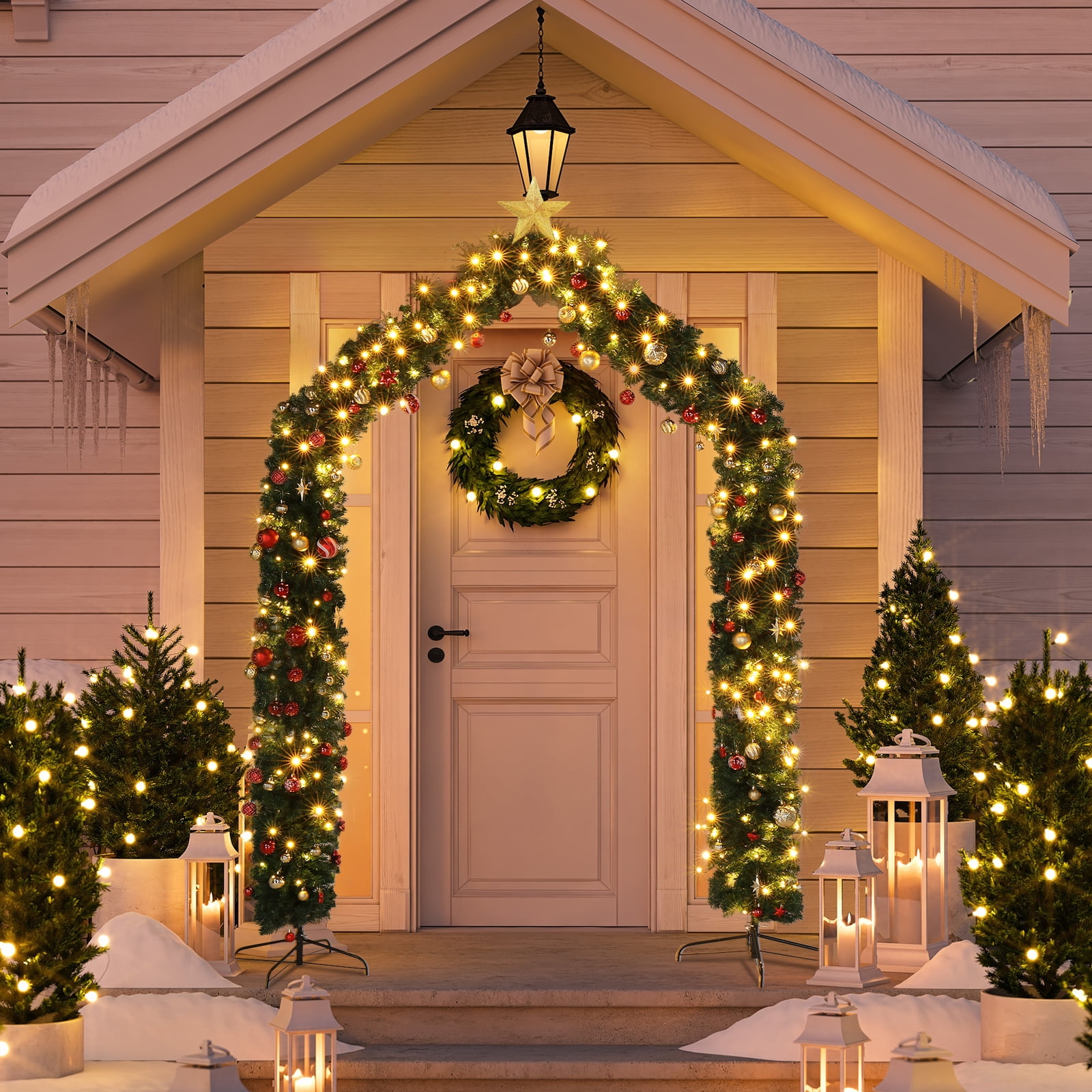 Free Shipping Ktaxon 8.5Ft Christmas Decoration Tree Arch Christmas Arch Christmas Garland Outdoor Door 1860 Branches Walmart