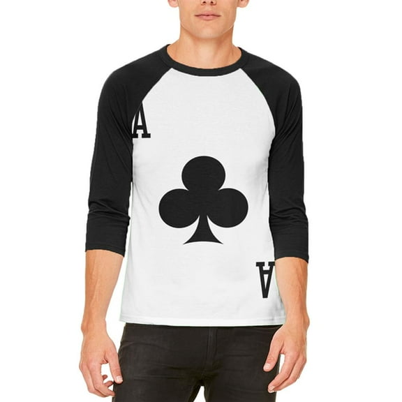 Halloween Ace of Clubs Card Soldier Costume Mens Raglan T Shirt White-Black SM