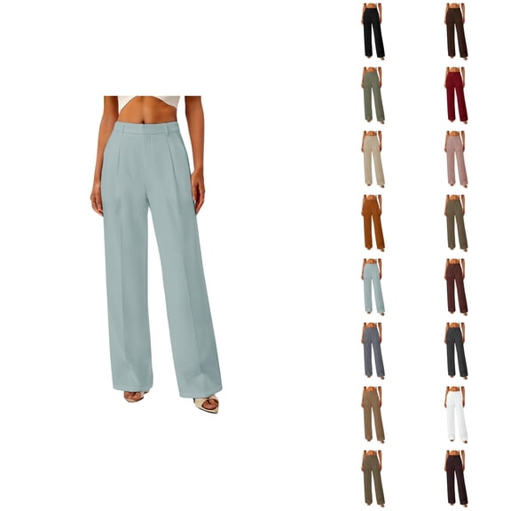 Dress Pants Women 2026 Elastic High Waist Wide Straight Leg Trousers Business Casual Office Work Pants Slacks