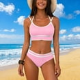 thumbnail image 5 of qucoqpe Women's High Waisted Bikini Sets Two Piece Swimsuits Color Blocking Cheeky High Cut Bathing Suits for Women, 5 of 7