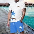 thumbnail image 2 of Glisme Mens 2 Piece Sets Summer Outfits Print Casual Sports Set For Men Short Sleeve Graphic T Shirt And Shorts Outfit Trend Matching Set Sky Blue, 2 of 3
