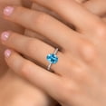 thumbnail image 4 of Gem Stone King 10K White Gold Swiss Blue Topaz and Lab Grown Diamond Engagement Ring for Women | 2.45 Cttw | Oval 9X7MM | Gemstone November Birthstone | Size 5, 4 of 6