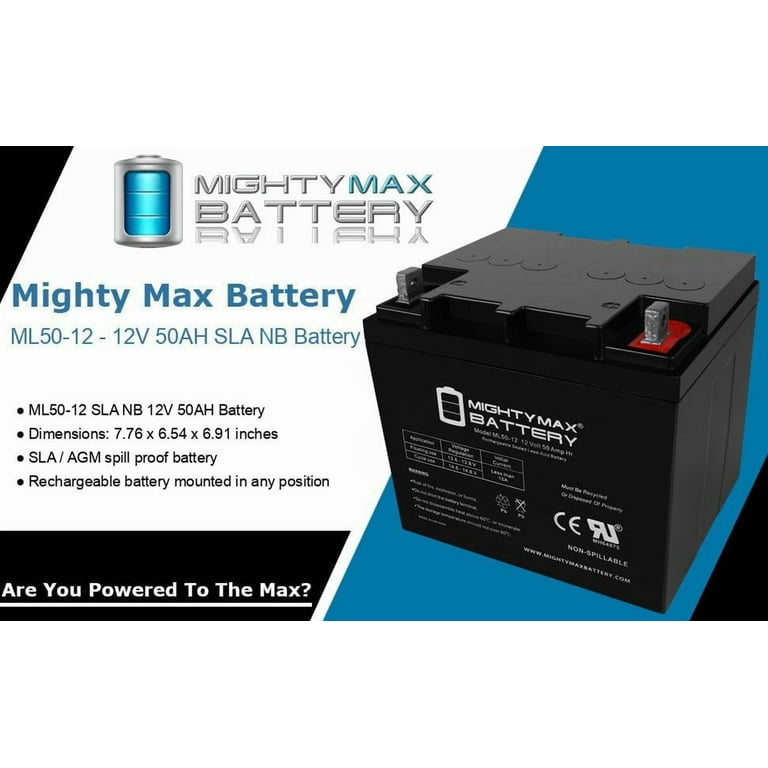 12V 50AH Replacement Battery for GS Portalac PE12V40, TEV12500