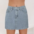 thumbnail image 2 of vigerkar High Stretchy Mini Skort Skirt for Women,Low Waist Denim skirts with Pockets Blue, L, 2 of 9