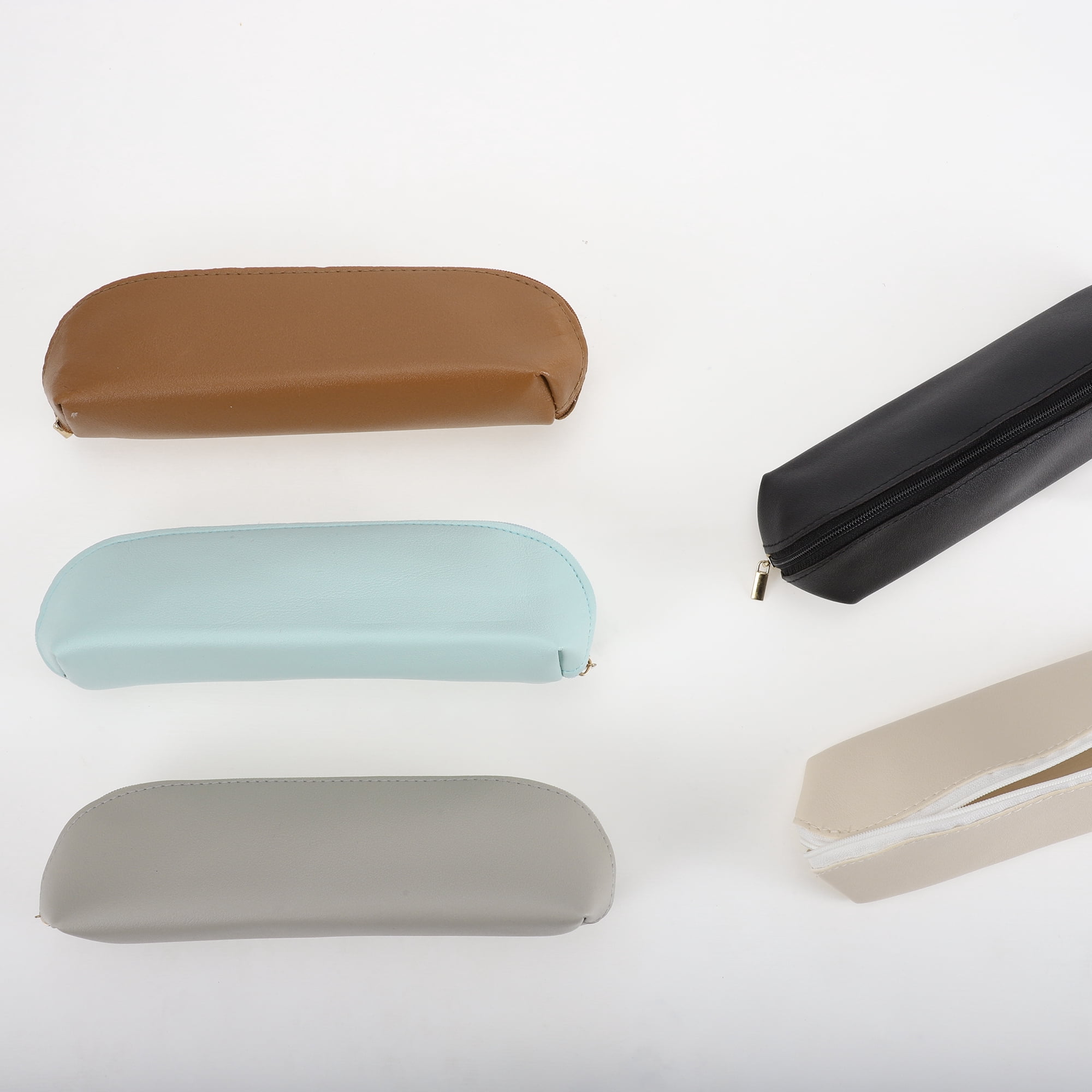 Unique Bargains Zipper Pencil Pen Case Portable Stationery Bag Beige