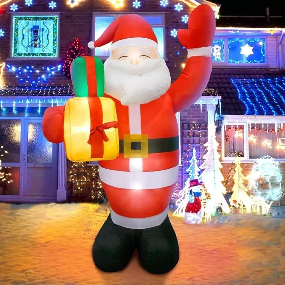 5Ft Christmas Inflatable Santa Claus w/Gift LED Light Blow Up Outdoor Yard Decor