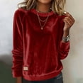 thumbnail image 2 of VKOYWKM Velvet Tops for Women Vintage Long Sleeve Shirts Crew Neck Soft Comfy Velour Blouses Elegant Holiday Party Shirt, 2 of 7