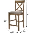 thumbnail image 7 of Weathered Oak Bar Stools Set of 2 with Cross Back, Beige Fabric Counter Height Wood Stools for Kitchen, 7 of 7
