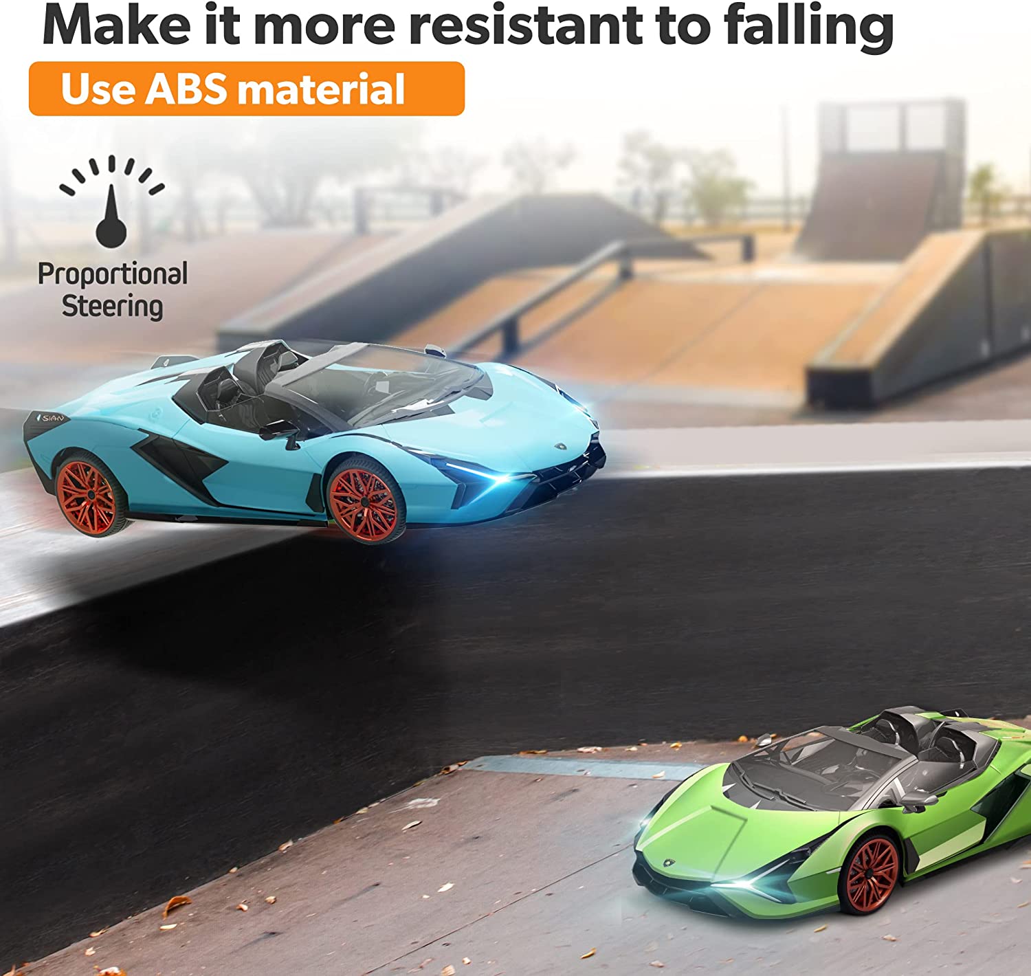 Miebely 1:12 Scale Lamborghini Remote Control Car, 7.4V 900mAh ,2 Battery, 12Km/h Fast, 2.4Ghz, Blue