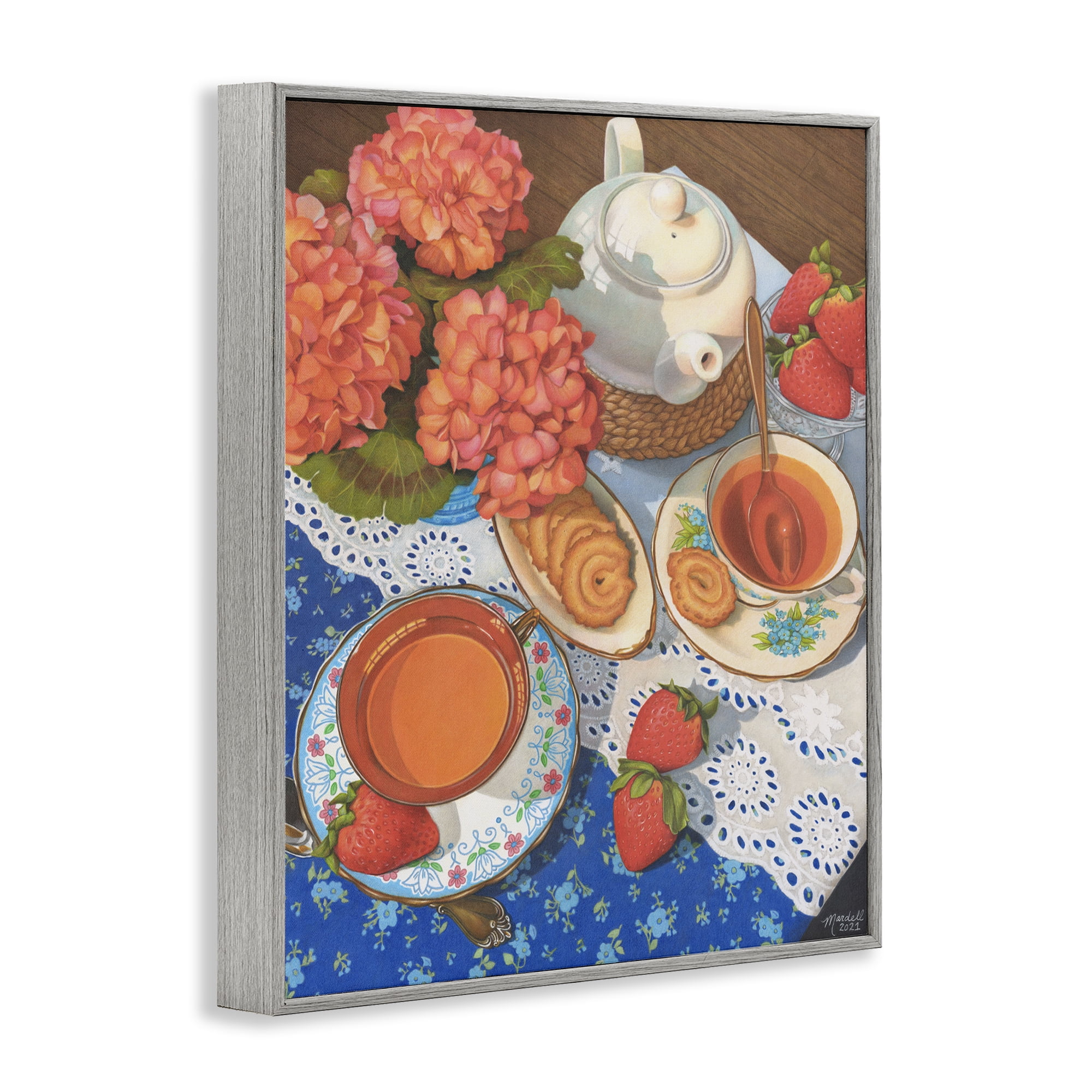 Stupell Industries Country Tea Time Food & Beverage Painting Gray Framed Art Print Wall Art, 24 x 30
