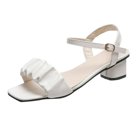 

Mackneog Sandals For Women Ladies Chunky Heel High Heel Fish Mouth Sandals Gift on Clearance