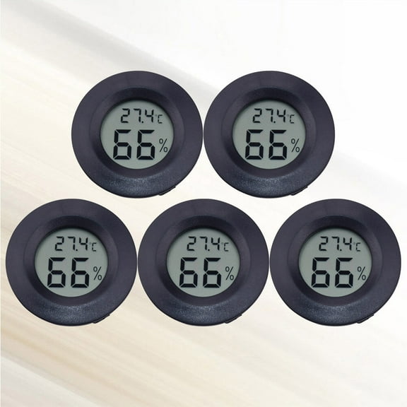 WHAMVOX  5 PC Thermometer Humidity Home Hydrometer Reptile Hygrometer Black