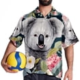 thumbnail image 4 of Koala Men's Short Sleeve Poplin Shirt, Casual Button Down Shirts, Printed Summer Beach Shirt, Unisex Casual Button Down Top, 4 of 6