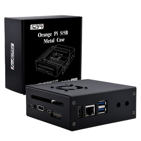 52Pi Orange Pi 5/5B Metal Protective Case Enlosure Iron Shell With Cooling Fan Heatsinks Expansion Slot For 2280 SSD