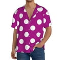 thumbnail image 7 of Lsque Purlpe And White Polka Dot print Men's Cuban Collar Short Sleeve Shirt Summer Beachwear Casual Button Down Fashionable Vacation Leisure Shirt-X-Large, 7 of 7