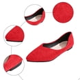 thumbnail image 6 of Womens Ballet Flat Shoes Pointed Toe Slip on Casual Dressy Shoes Solid Color Suede Comfy Arch Support Orthopedic Walking Shoes Red Size 6.5, 6 of 6