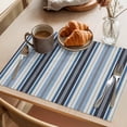 thumbnail image 3 of Blue Grey Striped Placemats Set of 8 Farmhouse Modern Stripes Art Place Mats Indoor Wipeable Table Mats Washable Cloth Dining Table Placemats for Kitchen Holiday Party Home Decor 13x19 Inch, 3 of 9