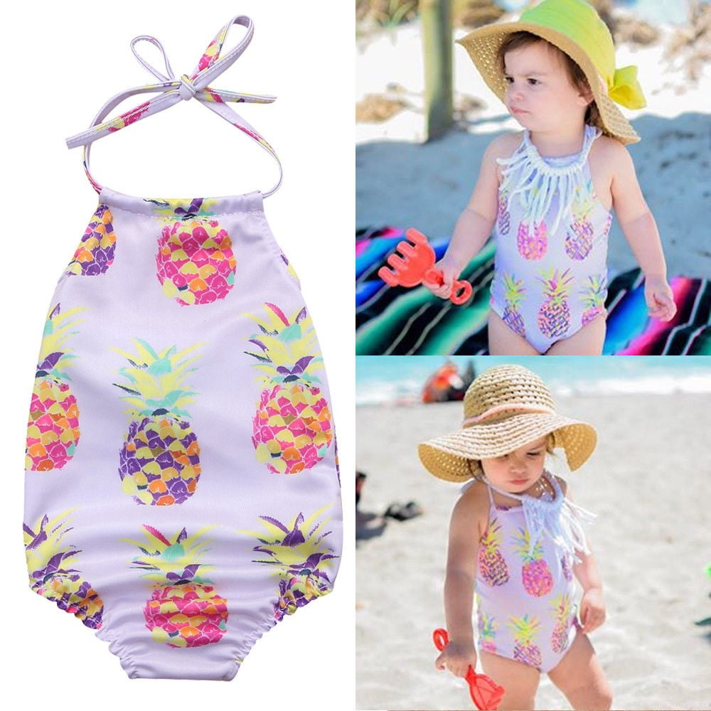 Newborn Baby Girl Swimsuit Swimwear Bikini Bathing Purple Powder One ...