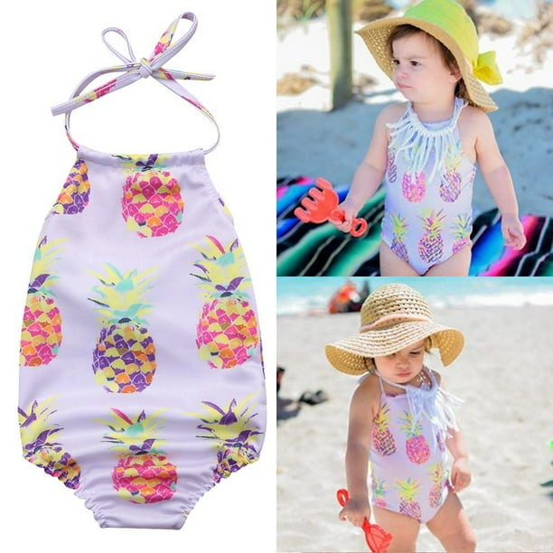 Newborn Baby Girl Swimsuit Swimwear Bikini Bathing Purple Powder One