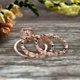 thumbnail image 3 of Milgrain Trio Set Emerald Cut Morganite Wedding Set Engagement Ring Anniversary Ring 14k Rose Gold Art Deco Shining Startling Ring, 3 of 5