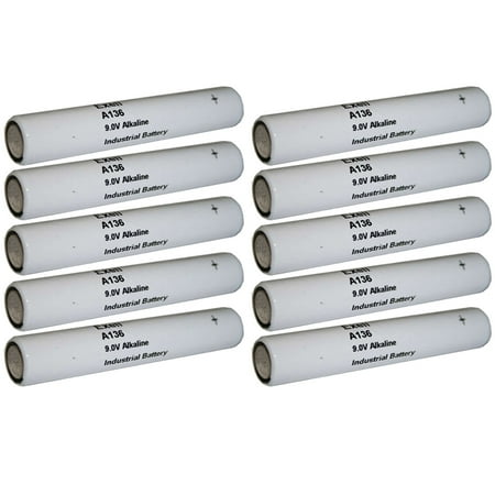 10x Exell A136 Alkaline 9V Battery 6LR50, EN136A, PC136A