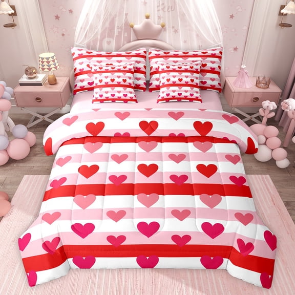Castle Fairy Romantic Love Heart Twin Bedding Sets,Valentine's Day Bedding Comforter Set