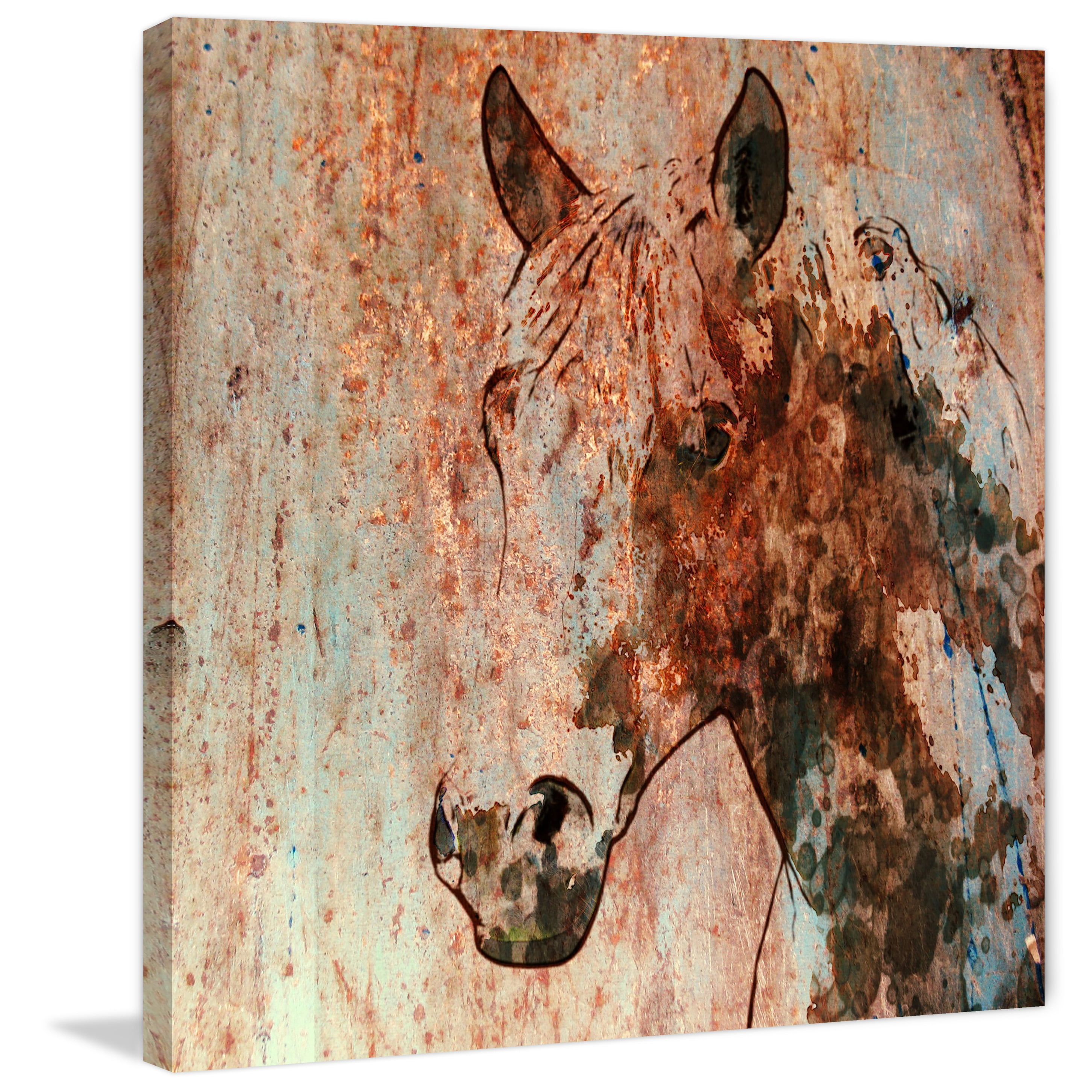 Marmont Hill "Rustic Horse 1" by Irena Orlov Painting Print on Wrapped Canvas