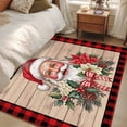 thumbnail image 4 of 3'x5' Rug for Living Room Bedroom, Christmas Washable Area Rugs Non-Slip Carpet Mats, Winter Santa Claus Poinsettia Wooden Grain Indoor Low Pile Area Rug Runner for Kitchen, Mudroom, 4 of 8
