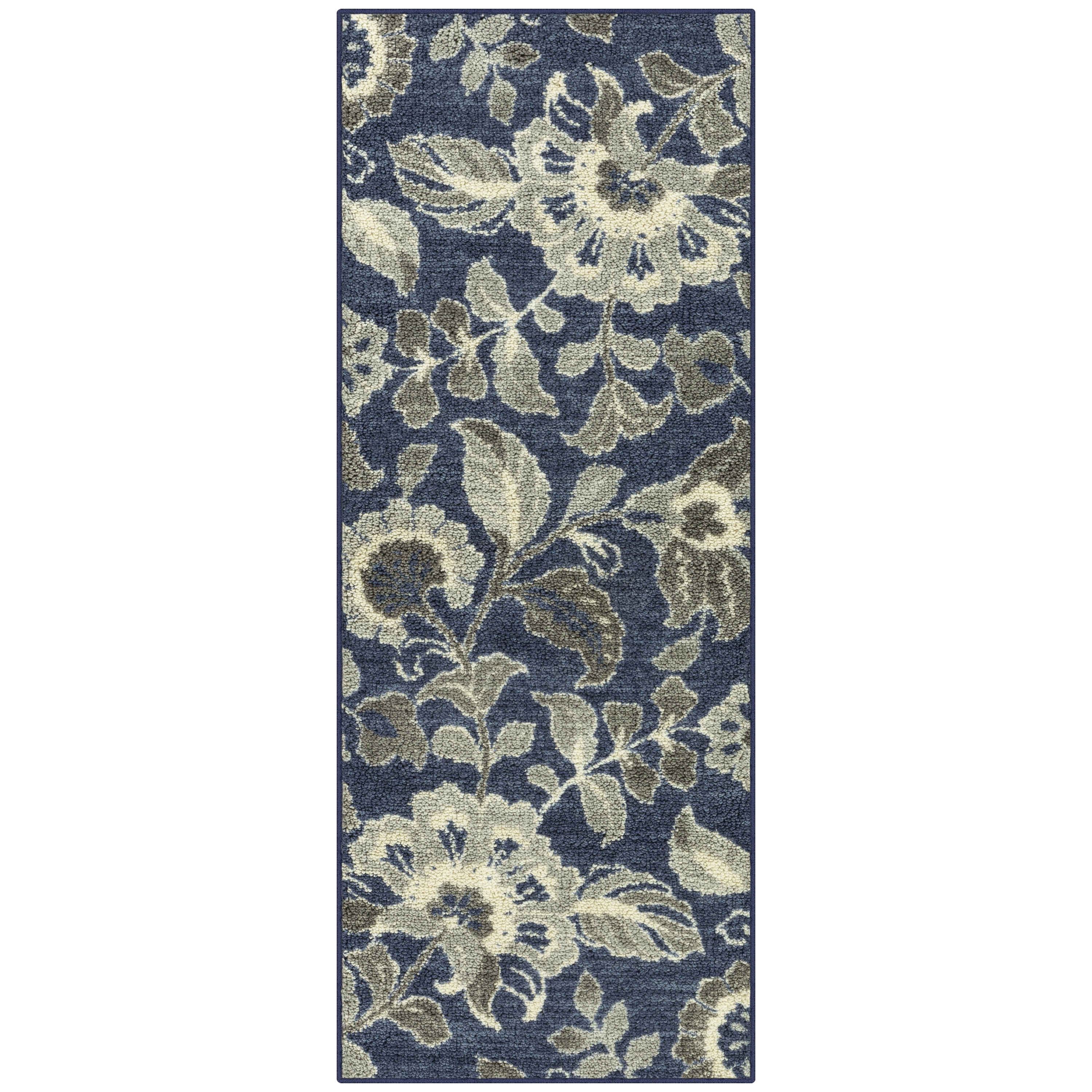 Mainstays Oversized Floral Print Runner Rug, Navy, 1'10"x5' Walmart