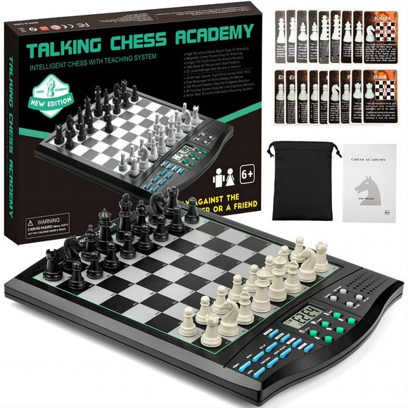 Talking Chess Academy Electronic Chess Set, Magnetic Computer Chess Game with In